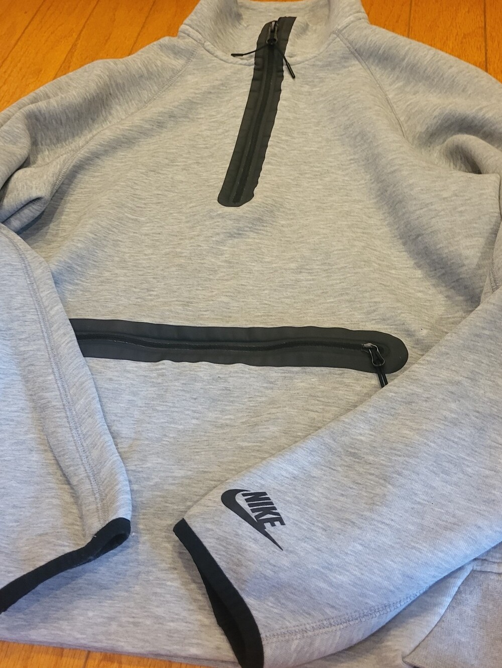 Nike Light Gray Half-Zip Pullover with Black Trim
